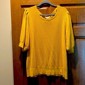 Terra & Sky yellow open stitch knit top - 2XL